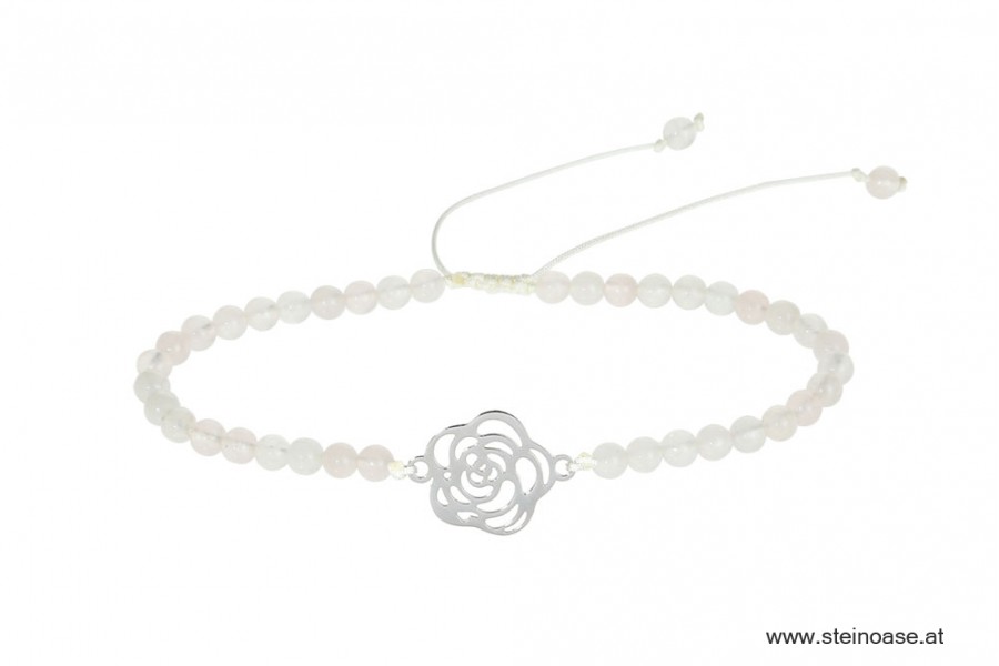 Armband Rosenquarz & Blume